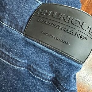 Women’s Petite HH Unique Equestrian Blue Riding Pants with Black Details